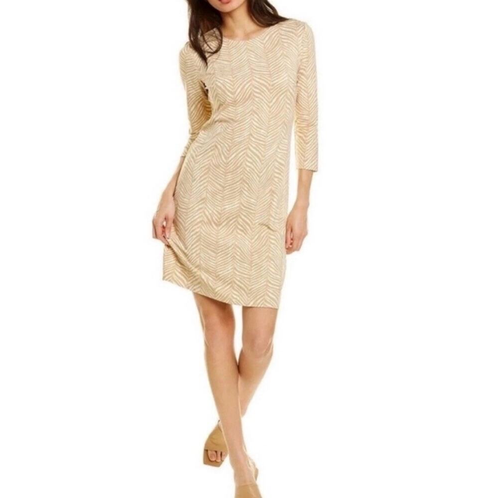 J. McLaughlin Signature Catalina Cloth Sophia Sheath Dress Zebra Tan Size L NWT